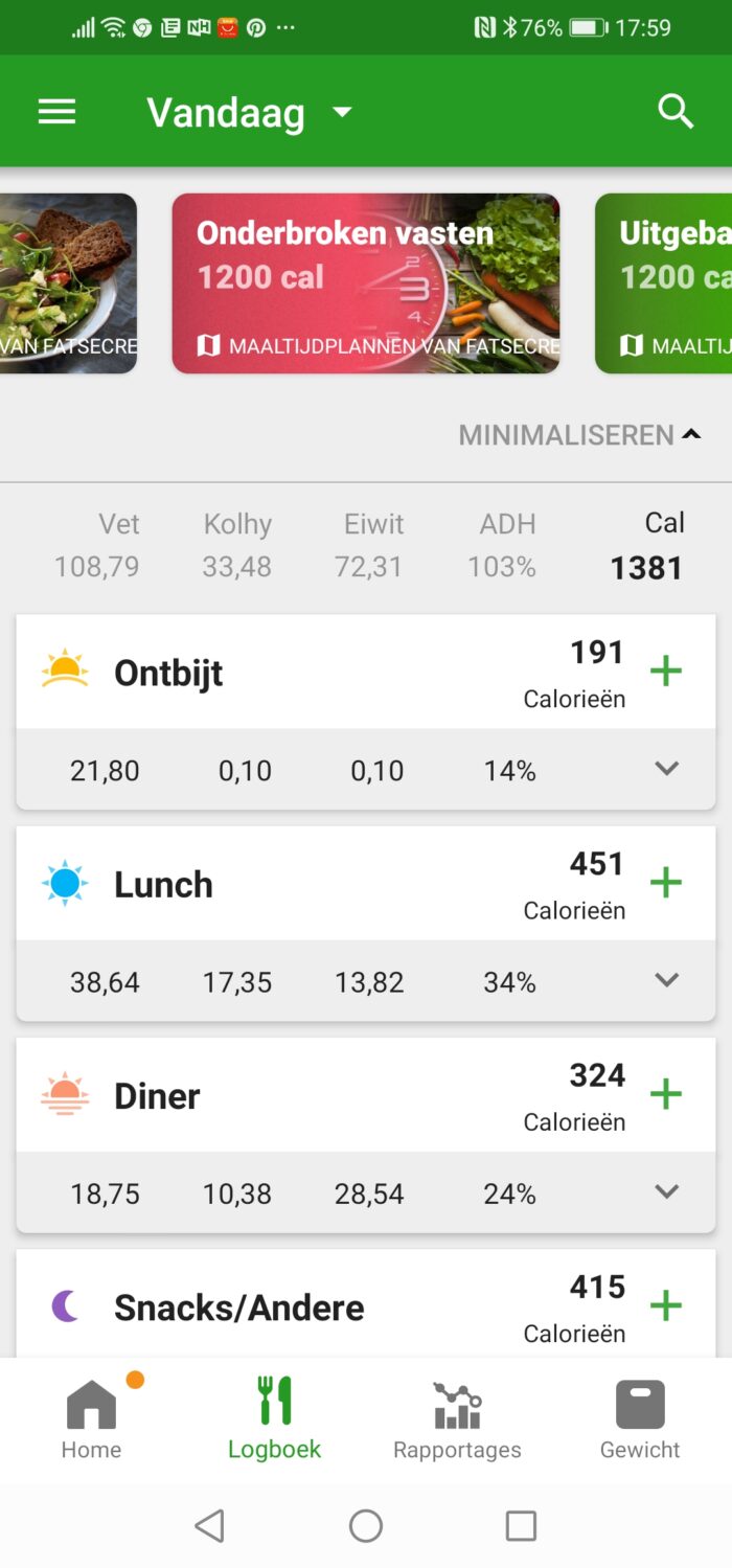 fatsecret voedingsapp